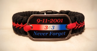 9-11 Never Forget Thin Red Line Paracord Survival Bracelet